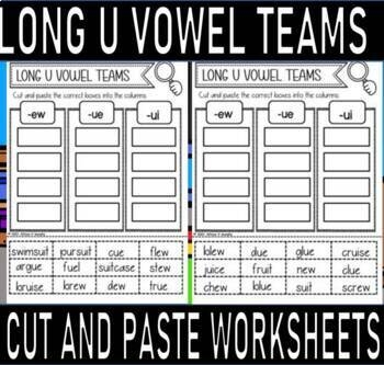 Fourth grade students sorting words with long U vowel teams ui ew and ue sounds on a civics worksheet