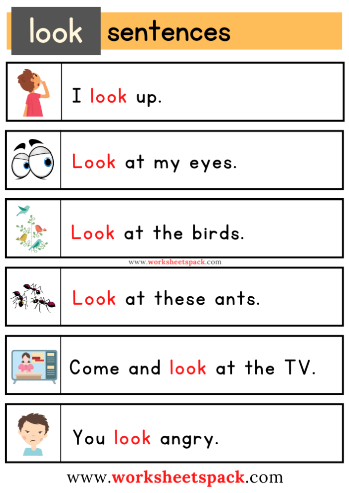 Children engaging in a creative sight word activity featuring the word "look" decorated with animal parts