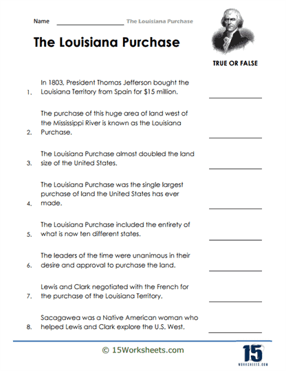 The Louisiana Purchase Was It a Good Deal Worksheet 14 Seventh grade history worksheet about the Louisiana Purchase deal and grammar exercises