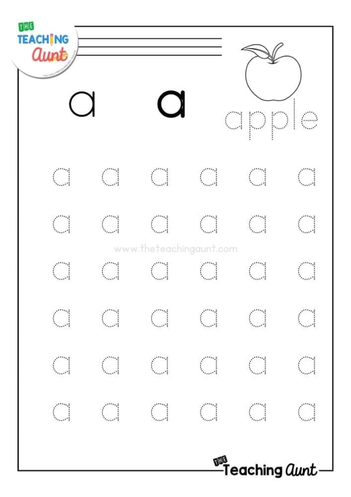 Lowercase a recognition worksheet featuring an alligator searching for the letter a