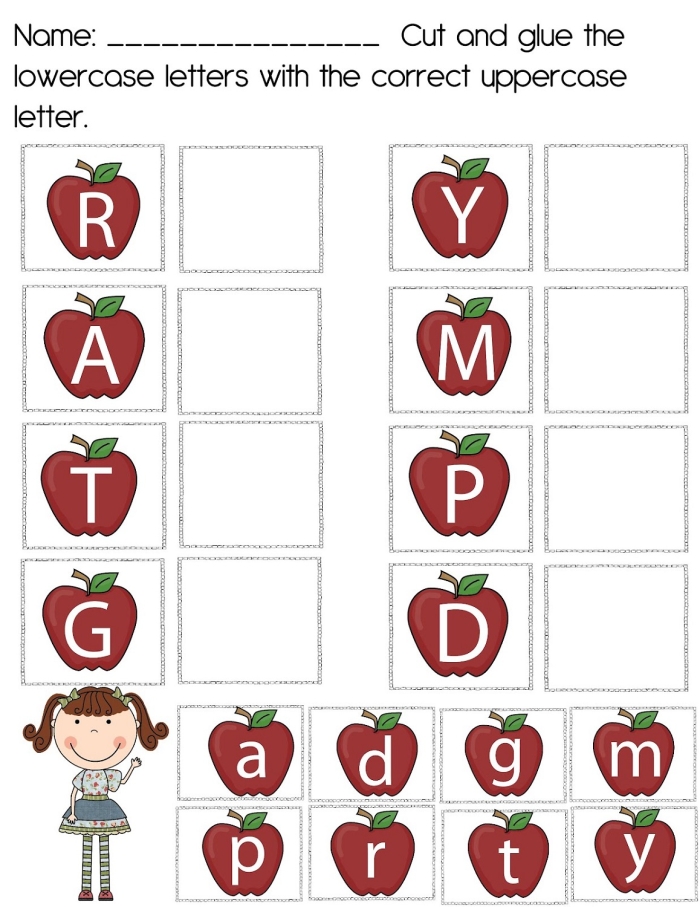 Lowercase a recognition worksheet featuring an alligator searching for the letter a