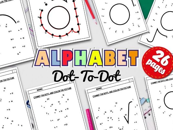 Connect the Dots Lowercase Letters Worksheet 24 A Pre-K student practicing alphabet skills by drawing lines between lowercase letters on worksheet number 24