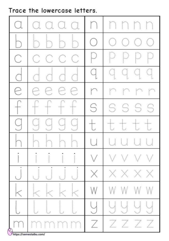 Pre-K worksheet featuring tracing practice for lowercase letters b, d, and p