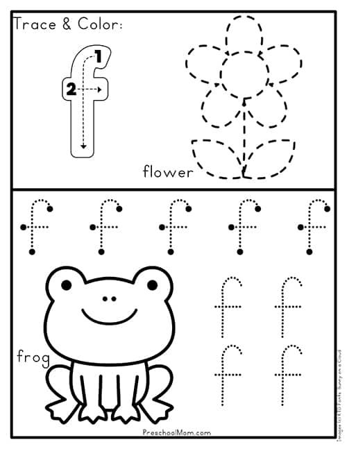 Tracing Lowercase Letters f and t Writing Worksheet 23 Pre-K worksheet showing the lowercase letters f and t for tracing practice