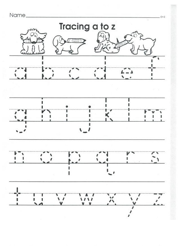 Handwriting worksheet for kindergarten focusing on small lower case letters