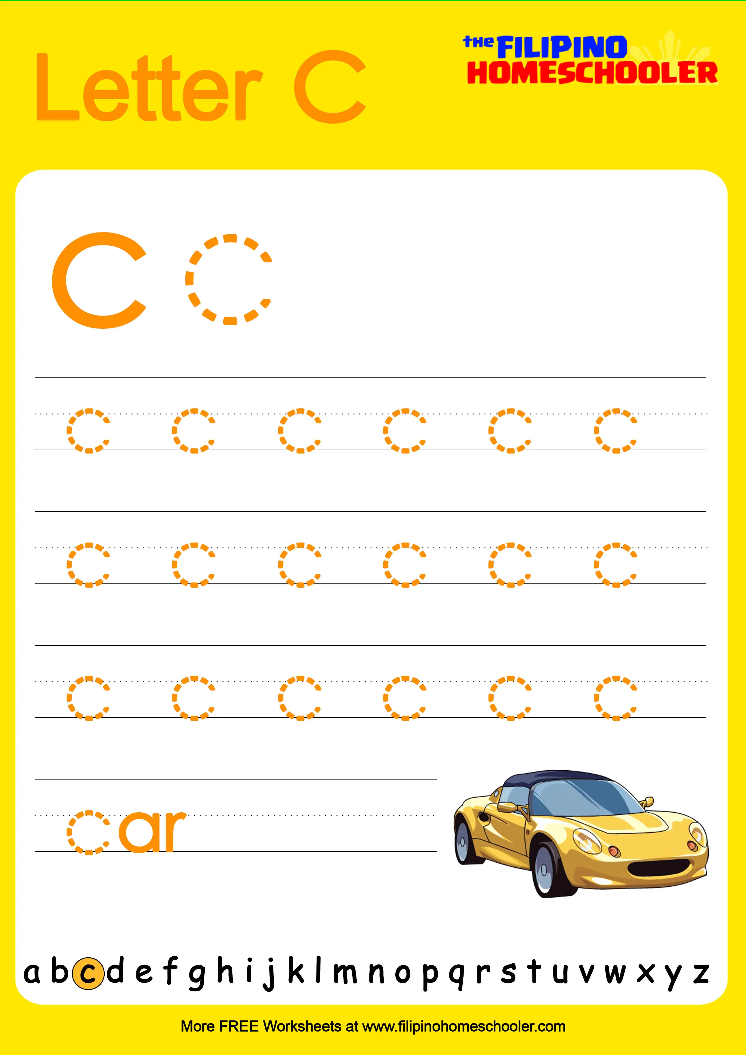 Worksheet for tracing lowercase letters c, o, and a to enhance handwriting skills