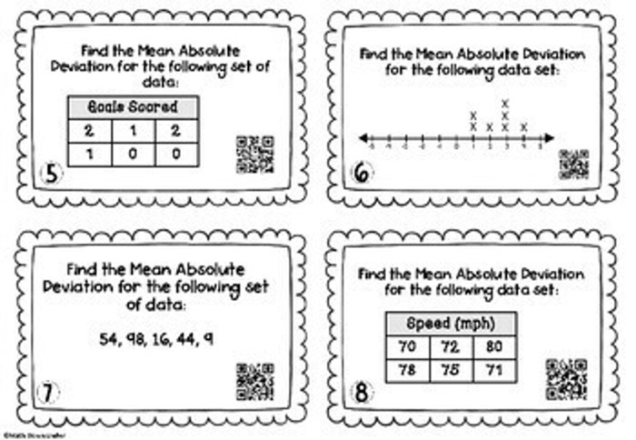Sixth grade students calculating mean absolute deviation with fraction data sets on a worksheet