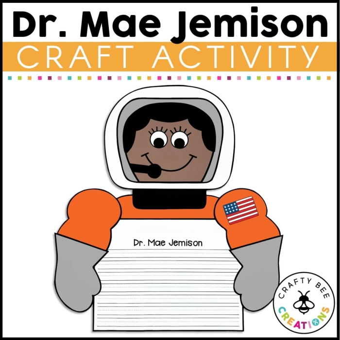 Fourth grade fraction worksheet featuring a biography of astronaut Mae Jemison