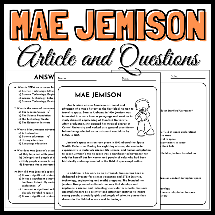 Mae Jemison mini book worksheet for preschoolers featuring astronaut tracing activities
