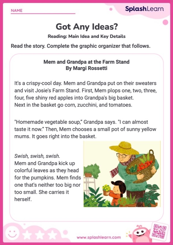 Fourth grade reading comprehension worksheet focused on identifying the main idea and supporting details about how human lungs function.