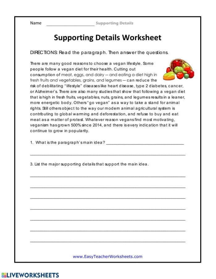 Main Ideas and Supporting Details Learning Activity for Elementary Science Students Fourth grade worksheet teaching students how to identify main ideas and supporting details in Earth and Space Science texts with practice exercises