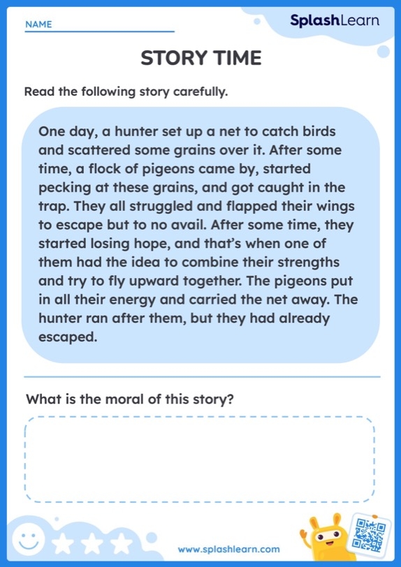 Worksheet for understanding the main idea of a story in second grade Life Science