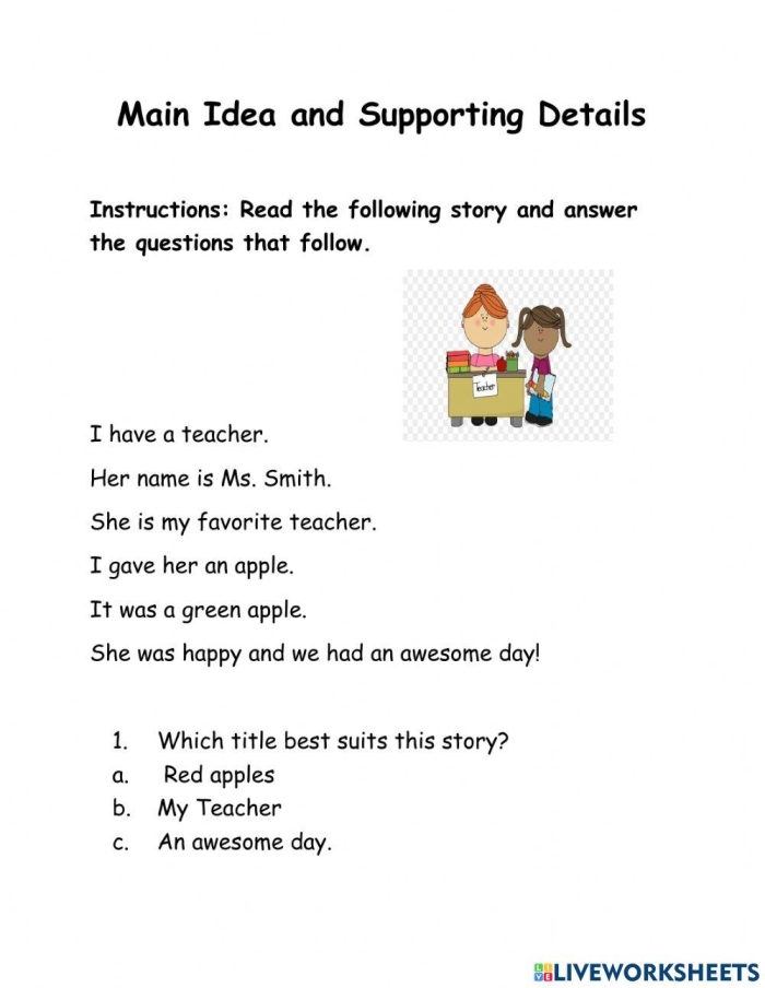 Main Ideas and Supporting Details Earth Science Worksheet 13 Fourth grade Earth and Space Science worksheet focusing on identifying main ideas and supporting details 13