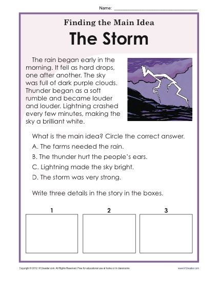 Second grade life science reading comprehension worksheet focusing on finding the main idea of a story