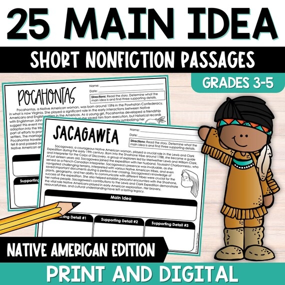 Third grade reading comprehension worksheet focused on identifying the main idea of a story