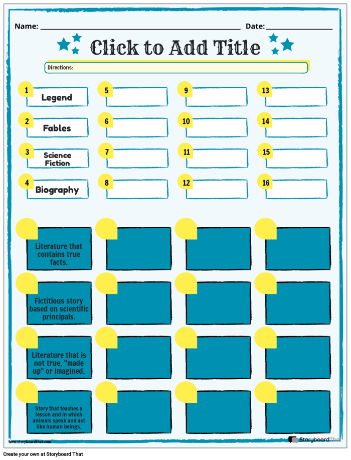 Kids engaging with a worksheet that helps them match reading genres to their descriptions