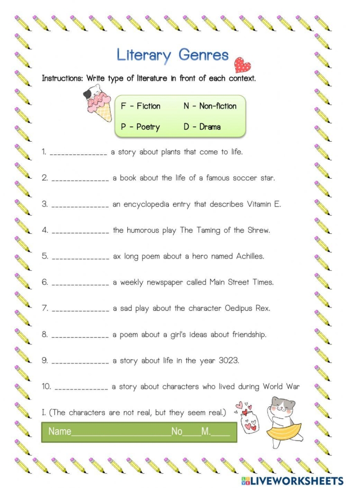 Students engaging with the Make a Match worksheet to connect reading genres with their descriptions
