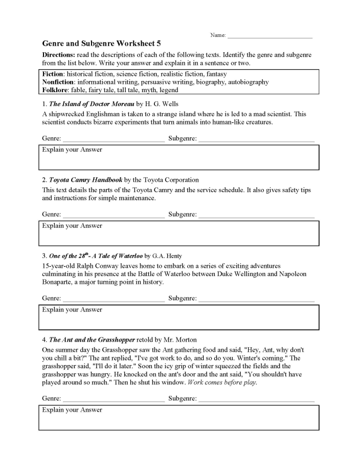 Kids engaging with the Make a Match worksheet on reading genres