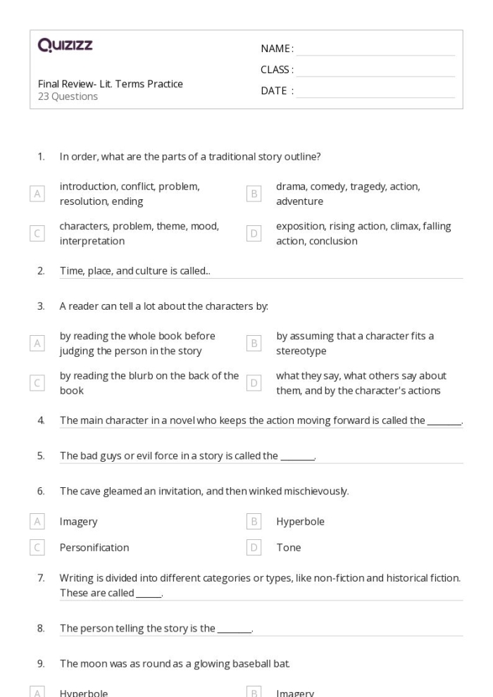 Kids matching reading genres with their descriptions in the Make a Match worksheet