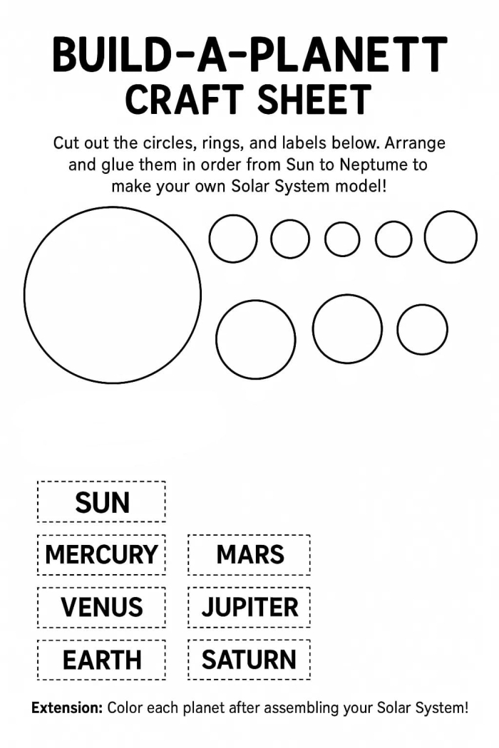 Numbers and Counting worksheet for Third Grade Colorful worksheet for designing a personal planet, aimed at third graders. Creative and educational activity to inspire imagination and counting skills.
