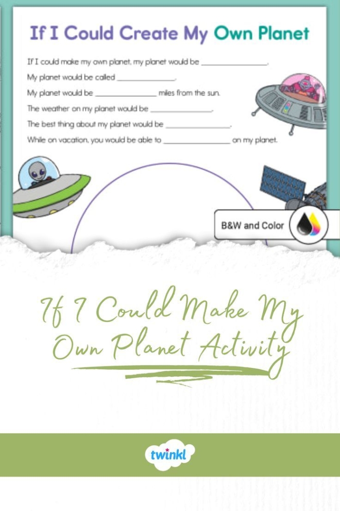 Numbers and Counting worksheet for Third Grade Worksheet for designing a unique planet, perfect for third graders to explore numbers and counting. Creative Make a Planet worksheet for engaging young minds in imaginative and scientific thinking.