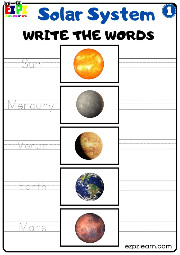 Make a Planet Worksheet for Numbers and Counting Activities Colorful worksheet for third graders to create their own planet design