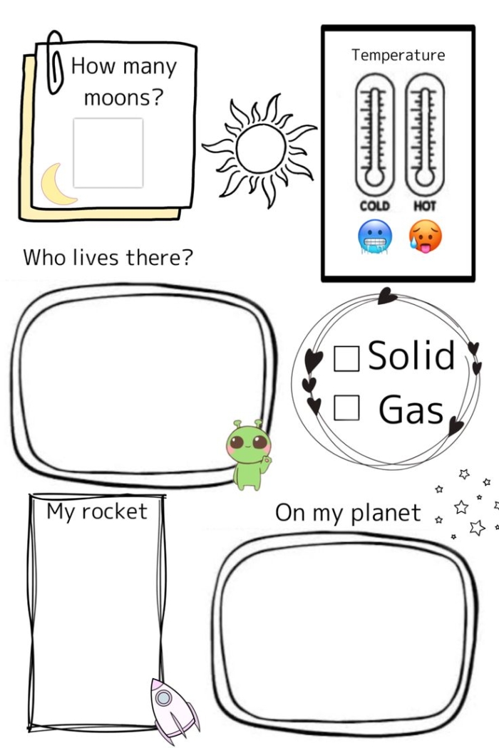 Numbers and Counting worksheet for Third Grade Creative worksheet for designing a unique planet, perfect for third graders. Make a Planet worksheet encourages imaginative thinking and counting skills.
