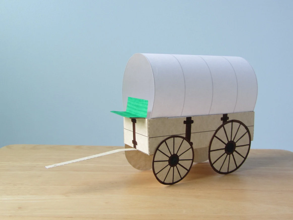 Geometry worksheet for Second Grade Colorful worksheet for building a paper covered wagon, perfect for second graders exploring geometry. Make a Covered Wagon! worksheet encourages creativity and learning through a fun hands-on project.