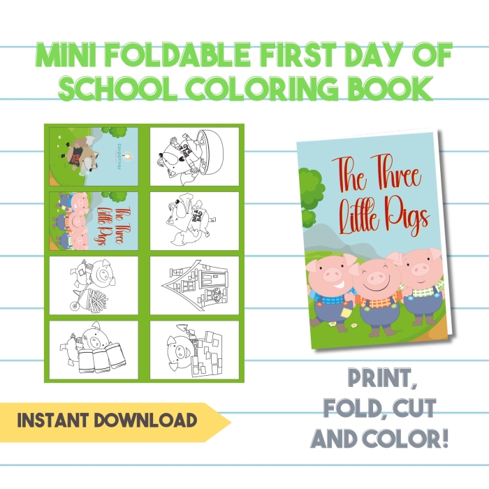 Colorful worksheet for creating a mini storybook about a pig for kindergarten phonics. Make a Mini Storybook: The Pig worksheet for young readers.