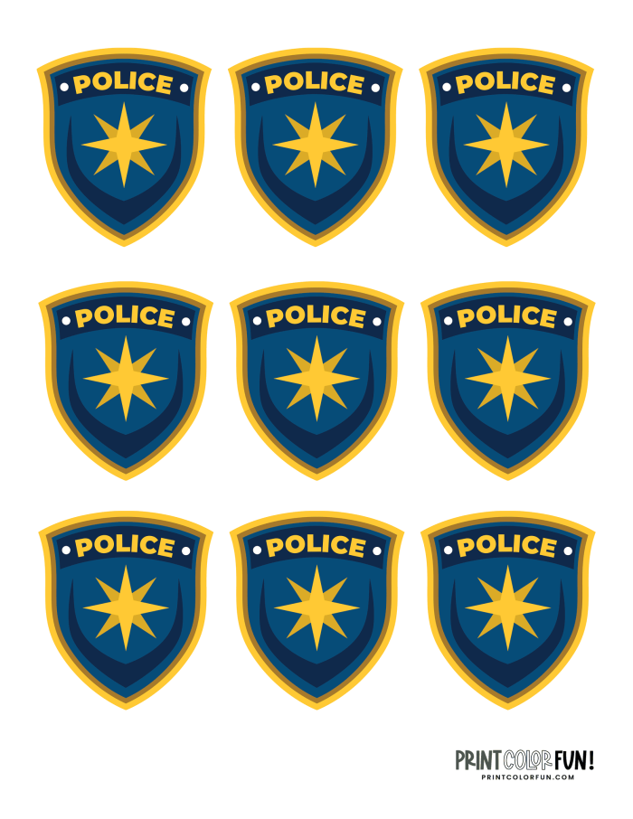 Printable police badge worksheet for kindergarteners to learn about community helpers. Make Your Own Police Badge activity for young learners.