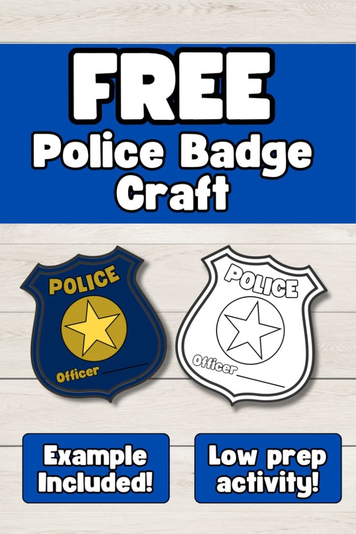 Printable worksheet for creating a police badge to teach kindergarteners about community helpers. Make Your Own Police Badge worksheet for kindergarten students to learn about police officers.