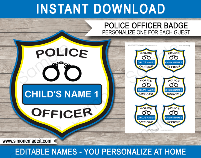 Printable police badge worksheet for kindergarten students to learn about community helpers. Engaging activity to familiarize kids with the role of police officers.