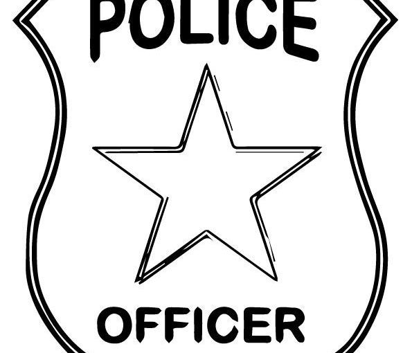Printable police badge worksheet for kindergarten students to learn about community helpers.