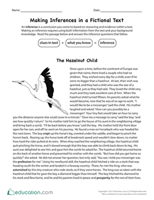 Fourth grade students completing a making inferences worksheet activity with fictional text passages and evidence support questions
