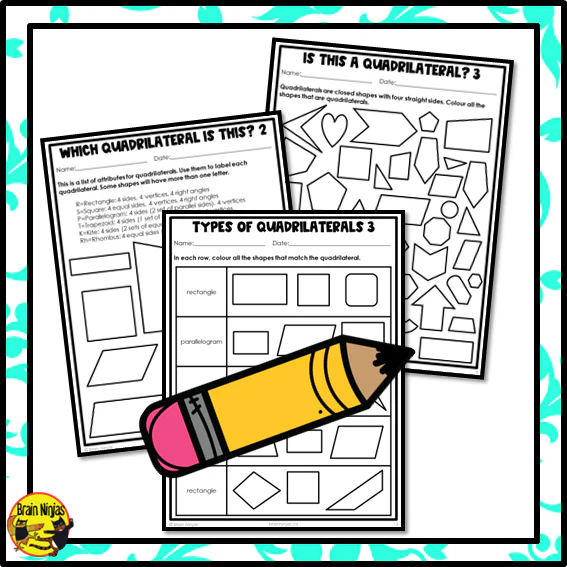 Making Quadrilaterals Worksheet for Pre-K Students Worksheet illustrating how to create quadrilaterals using dots and lines