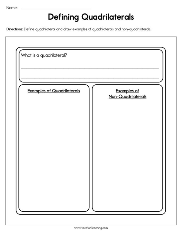 Making Quadrilaterals worksheet for Pre-K students to practice drawing shapes with lines and dots Worksheet featuring a variety of quadrilaterals for preschool children to explore shape creation