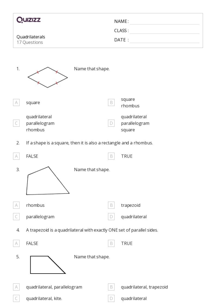 Making Quadrilaterals Worksheet for Pre-K Learners Worksheet featuring dots to create different quadrilaterals for kids