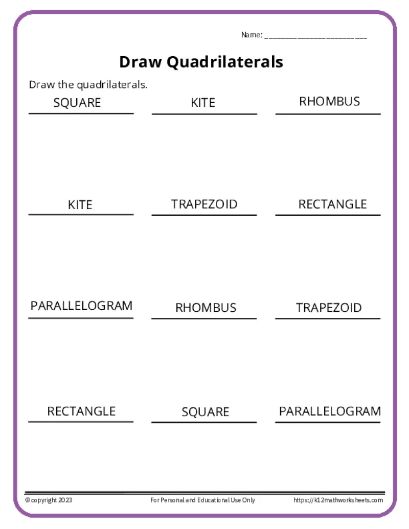 Engaging worksheet for making various shapes with four lines for Pre-K students Worksheet featuring a fun activity to create quadrilaterals with dots for young learners
