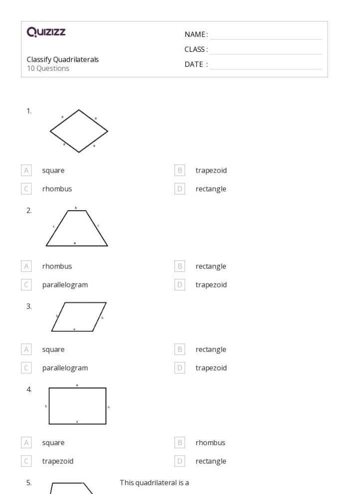 Interactive learning activity for shapes in Pre-K Worksheet for making different quadrilaterals using dots