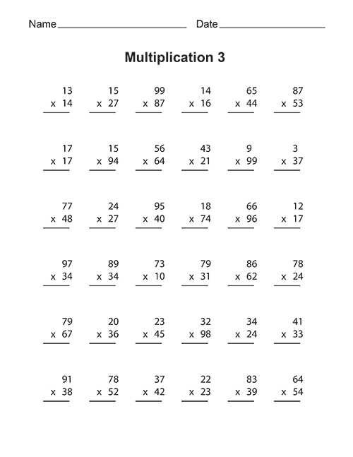 Mammoth Multiplication Problems Worksheet for Fourth Grade Decimals Lesson 6 Fourth grade worksheet featuring mammoth themed double digit by single digit multiplication problems