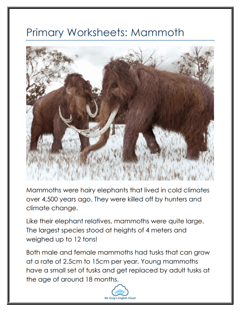 Mammoth Multiplication Practice Worksheet for Fourth Grade Decimals 15 Fourth grade worksheet featuring mammoth themed double digit by single digit multiplication problems