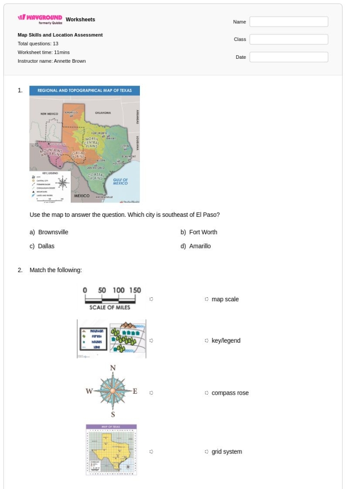 Map Grid Navigation Practice for Elementary Learners Fourth grade students using a map grid worksheet to practice coordinate navigation skills