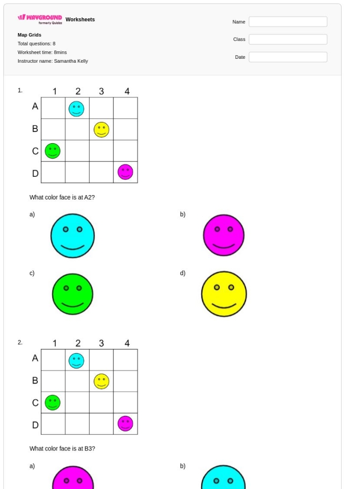 Map Grid Worksheet 18 Developing Coordinate Skills for Fourth Grade Fourth grade student practicing coordinate locations on an old-fashioned map grid worksheet