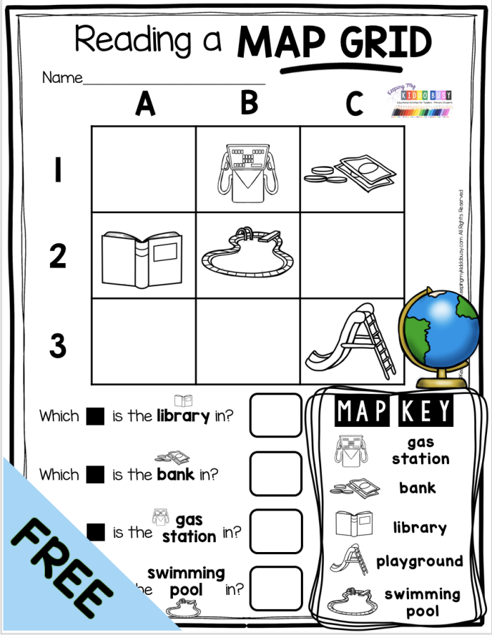 Map grid navigation exercise for fourth grade students twenty three Fourth grade students learning navigation skills with a map grid worksheet 23
