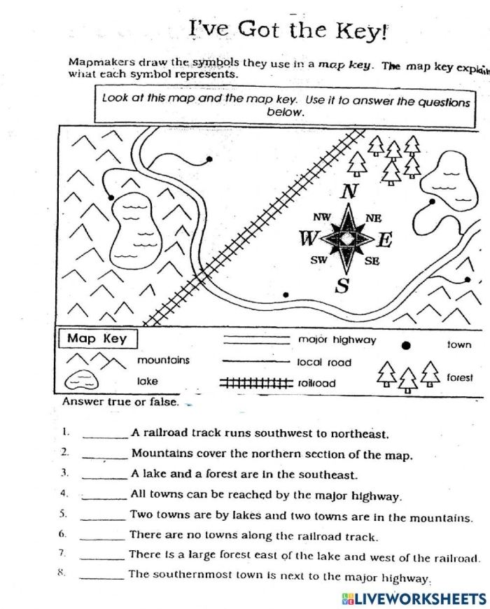 First grade student coloring a simplified county map using a map key