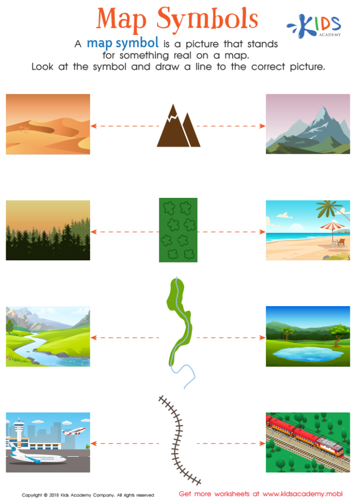 Colorful county map for first graders learning to use a map key