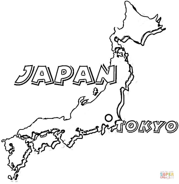 Map of Japan worksheet featuring a fill-in-the-blank activity for young geographers