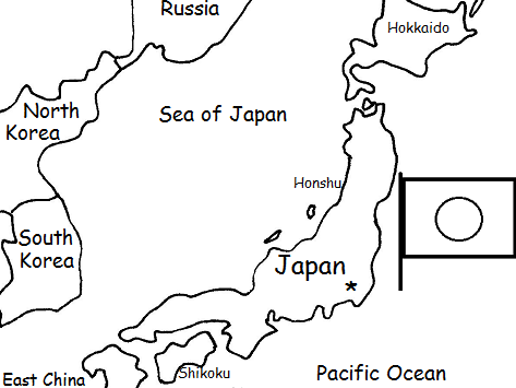 Map of Japan worksheet featuring a fill-in-the-blank format for young learners