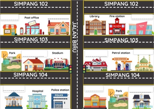 Second grade students using a map legend and compass directions to locate places on a practice map