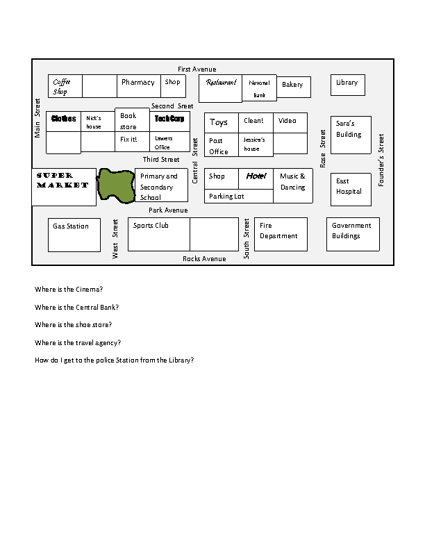 A second grade student using a map and legend to complete a Find Your Way Around a Map worksheet